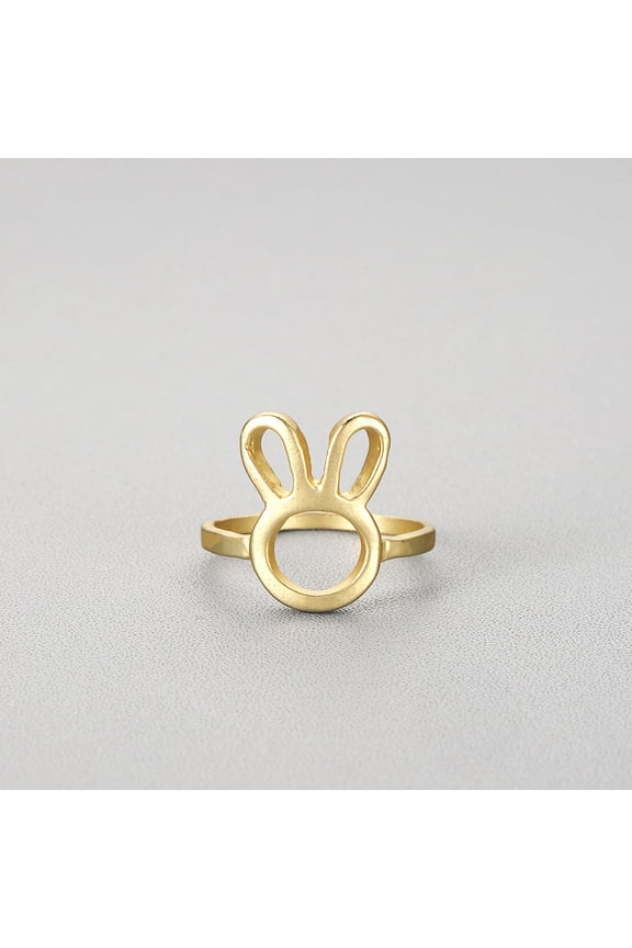 Fashion Rabbit Head Ring Electroplated Alloy Animal Rings Stylish Unisex Ring Tail Ring Lightweight Birthday Gift 2.3 Grams