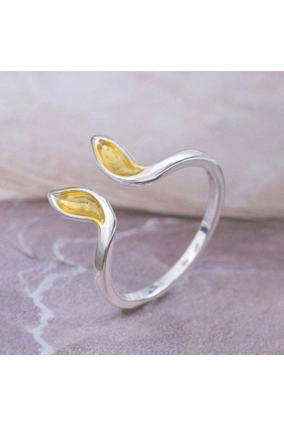 Womens Rabbit Open Ring Two Tone Gold and Silver Animal Ring European Fashion Accessory Copper Ring Painted Oil Ring Cute Ring Gift for Her