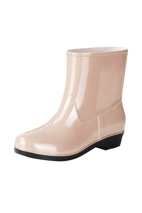 Fashion Rain Boots for Women PVC Durable Waterproof Shoes Comfort Non-Slip Mid Garden Boot Cute Chelsea Booties Beige Women Sandal