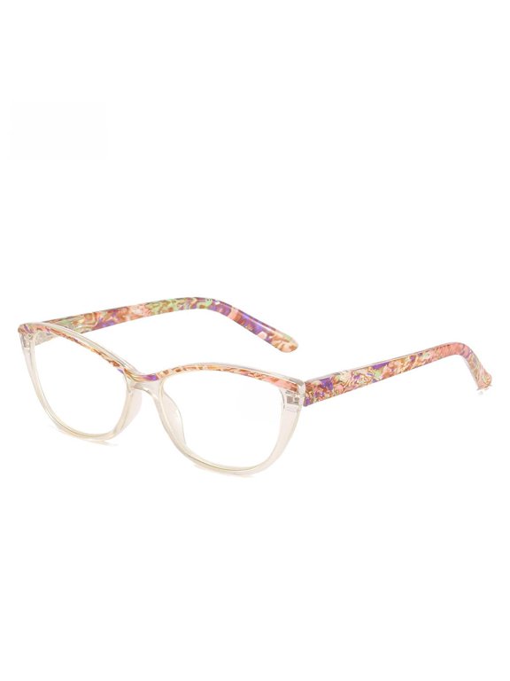 Fashion Reading Glasses Women HD Anti-Blue Light Presbyopia Glasses, Cat Eye Presbyopic Glasses Spring Hinge Readers +4.00