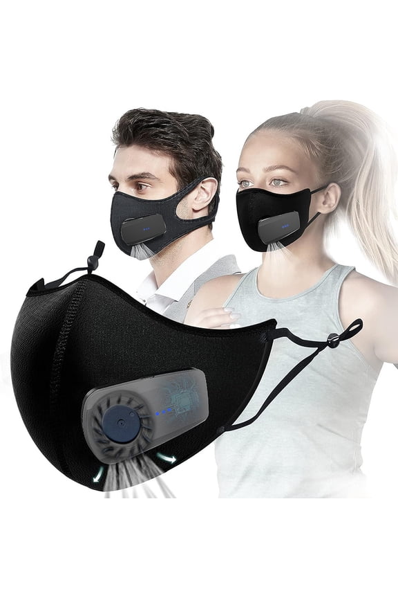 Fashion Rechargeable Electric Fresh Air Respirator Mask with Fan - Anti-Fog, Breathable & Comfortable for Asthma, Sports, Dust & Pollen