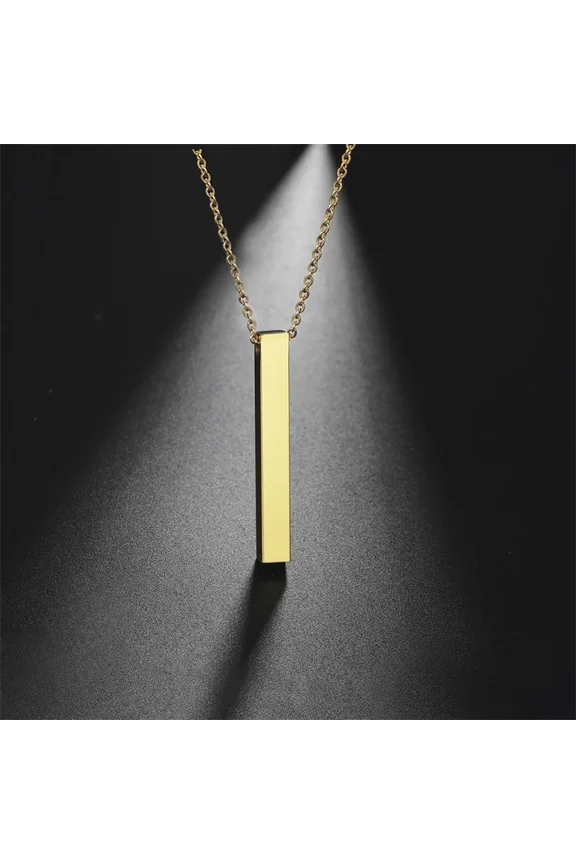 Fashion Rectangle Pendant Necklace Men Collar Trendy 14K Yellow Gold  Cuban Chain Necklace For Men Jewelry Gift collar hombre