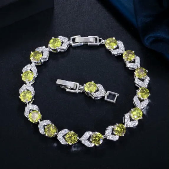 Fashion Red Cubic Zircon Round Stone Chain Link Bracelet Bangle for Women Ladies