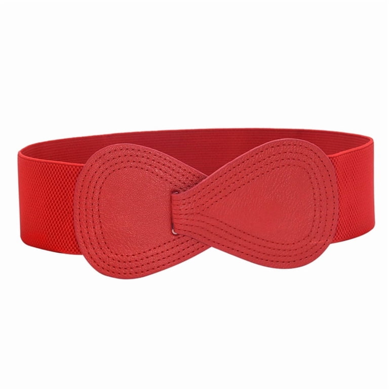 Wide Elastic Stretch Dress Belt with Leather Buckle SWSMCLT Womens Wide Buckle Slimming Braided Elastic Web Belt  main image 4