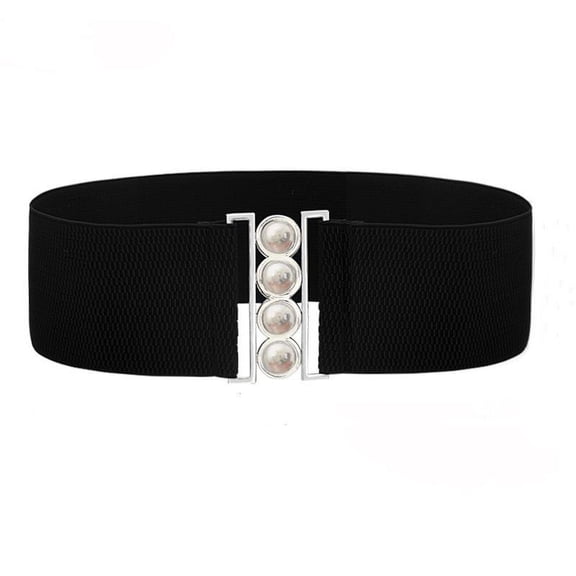 Women’s Elastic Cinch Belt 3" Wide Fashion Stretch Waist Band Clasp Buckle New Stretchy Retro Wide Waist Cinch Belt Waistband
