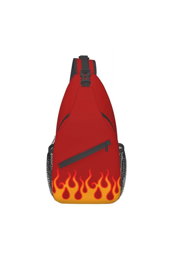 Red Classic Racing Flames Sling Chest Crossbody Bag Men Casual Hot Fire Shoulder Backpack for Travel Cycling