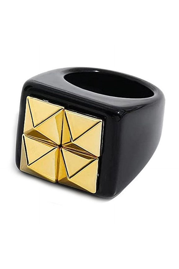 Fashion Resin Rings for Women, Geometric Electroplated Ins Style Rings, Trendy Summer Jewelry Accessories