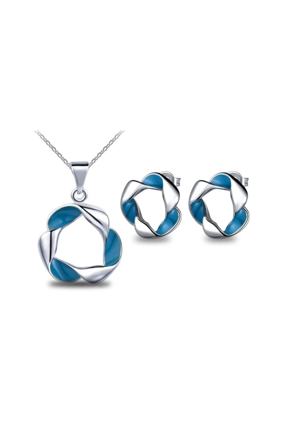 Fashion Retro Circle of Life Titanium Steel Necklace and Earrings Set