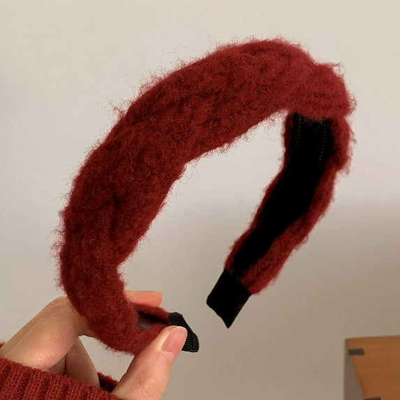 Fashion Retro Headbands for Women Girls, Wide Sponge Padded Turban Hair Bands Hoops, Vintage Velvet Wine Red Head Band Hair Accessories
