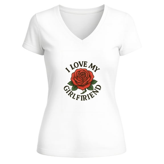 Fashion Retro I Love My Girlfriend Rose Print T-shirt