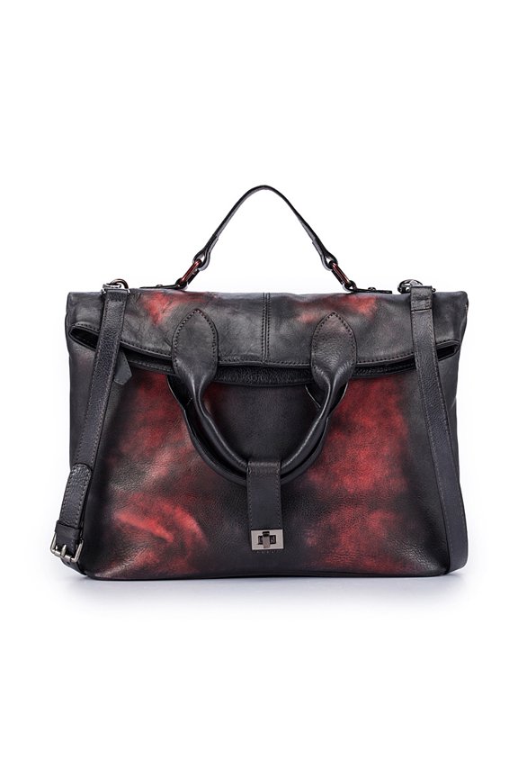 Fashion Retro Style Female Big Bag Oblique Cross Handbag Pure Color First Layer Cowhide Briefcase Bag,Style B
