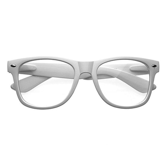 Fashion Retro Unisex Mens Womens White Clear Lens Nerd Geek Glasses Eyewear !