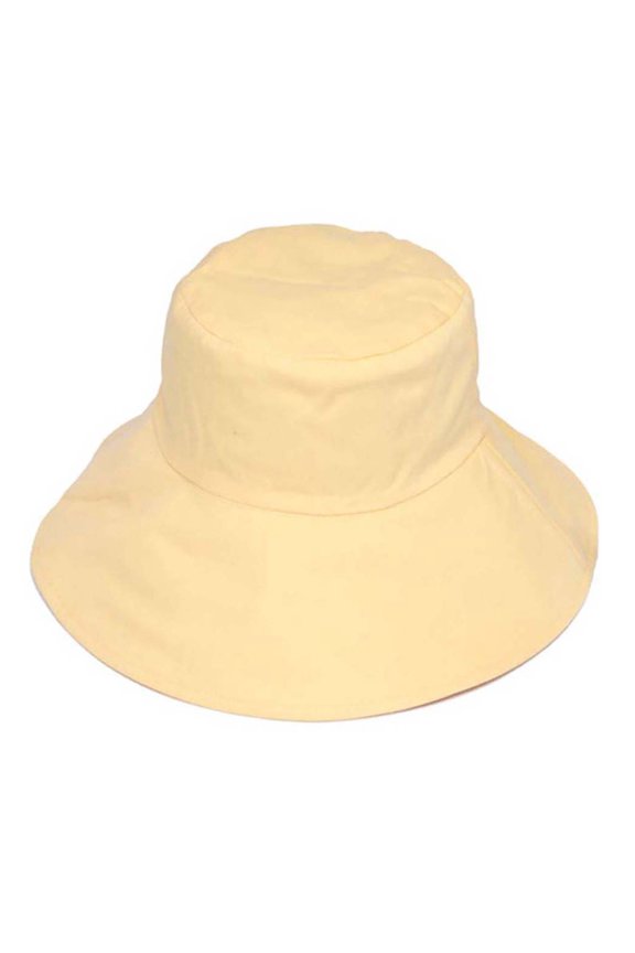 Fashion Reversible Wide Bucket Hat - Yellow
