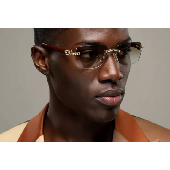 Fashion Revolt UV Protection Male Square Mini Fashion Sunglasses, Gold, 1