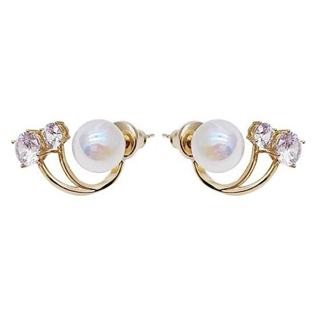 Fashion Rhinestone Crystal Pearl Ear Stud Earrings Women Gift Jewelry V4M6