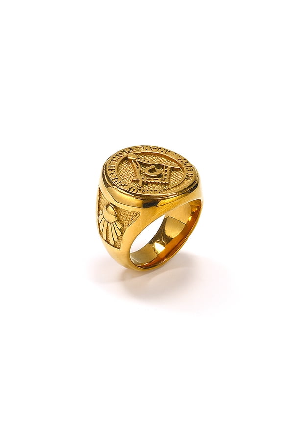 Fashion Rhinestone Masonic Ring 14K Yellow Gold Charm Jewelry Exquisite Mason Freemason Women Men Ring