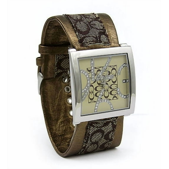 Fashion Rhinestones Number Quartz Ladies Watch - Monogram Soft Band - Brown - WT-G933C-BN