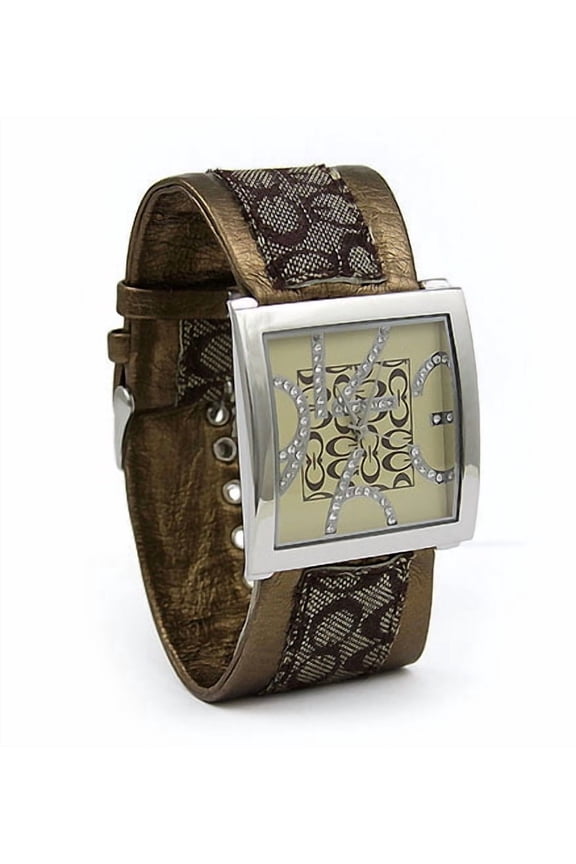 Fashion Rhinestones Number Quartz Ladies Watch - Monogram Soft Band - Brown - WT-G933C-BN