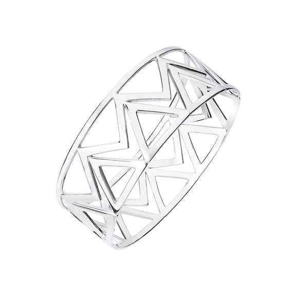 Fashion Rhodium Plated Chevron Geometic Bangle Bracelet