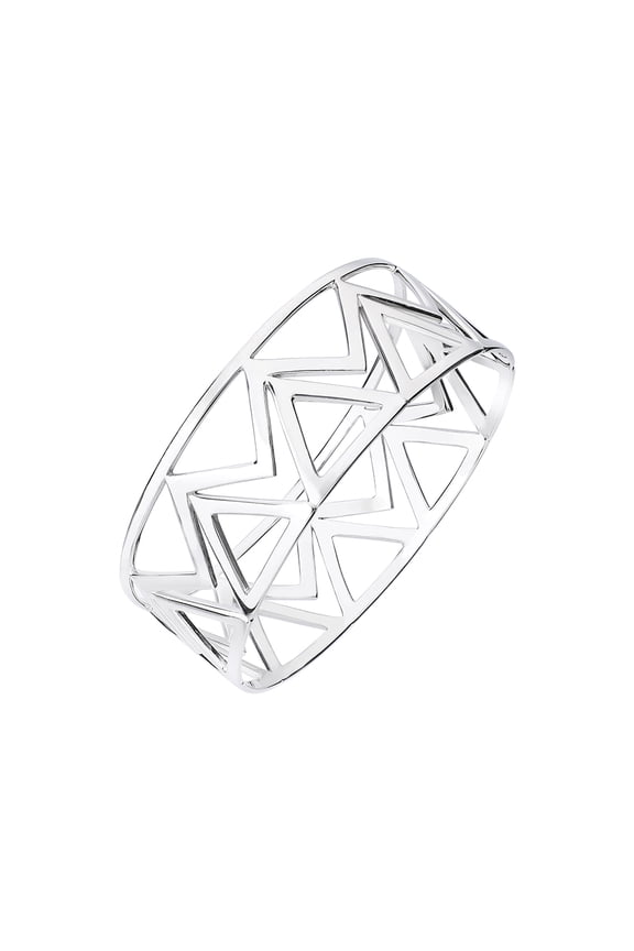 Fashion Rhodium Plated Chevron Geometic Bangle Bracelet