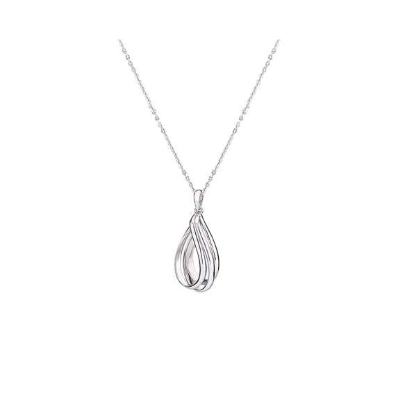 Fashion Rhodium Plated Multi Pear Shaped Drop Pendant Necklace with Chain