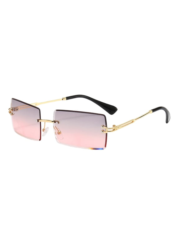 Fashion Rimless Rectangle Sunglasses For Women Men Square Glasses 400 Eyewear Unisex Glasses