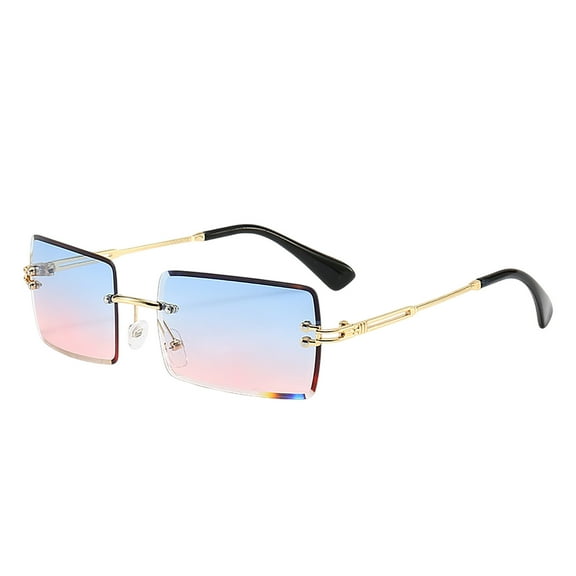 Fashion Rimless Rectangle Sunglasses For Women Men Square Glasses 400 Eyewear Unisex