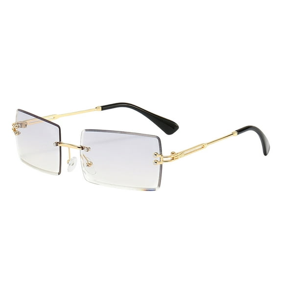 Fashion Rimless Rectangle Sunglasses For Women Men Square Glasses 400 Eyewear Unisex