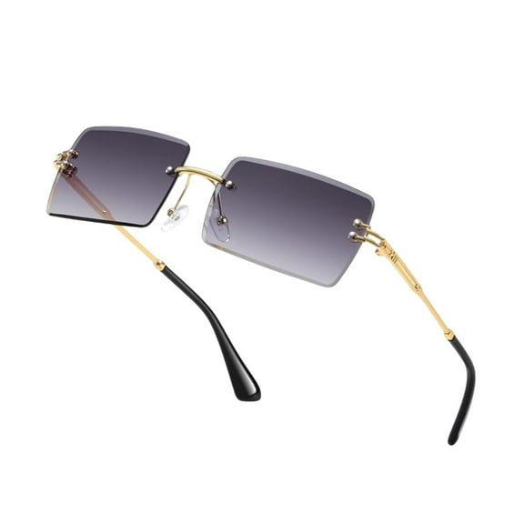 Fashion Rimless Rectangle Sunglasses For Women Men Square Glasses 400 Eyewear Unisex