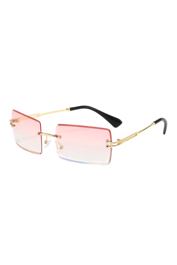 Fashion Rimless Rectangle Sunglasses UV400 Protection PC Material Unisex Square Glasses Outdoor Driving Travel