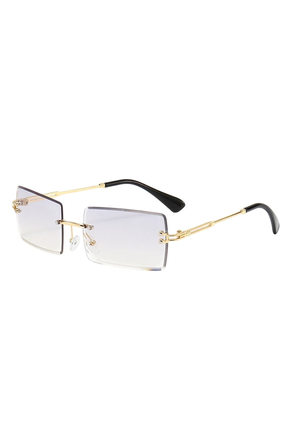 Fashion Rimless Rectangle Sunglasses UV400 Protection PC Material Unisex Square Glasses Outdoor Driving Travel