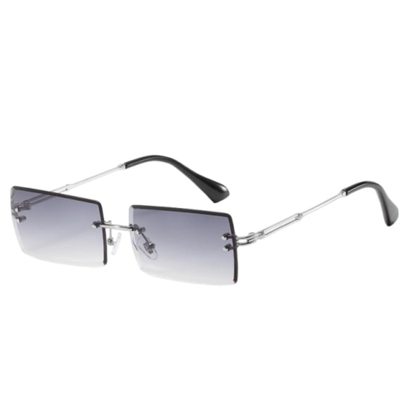 Fashion Rimless Rectangle Sunglasses UV400 Protection Unisex Metal Frame Eyewear For Driving Cycling Hiking