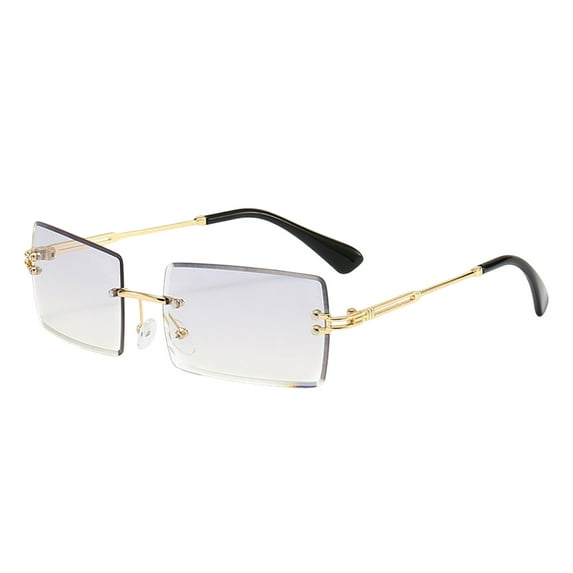 Fashion Rimless Rectangle UV400 Protection Sunglasses Metal Frame Gradient Lens Casual Outdoor Eyewear For Adult Unisex Grey