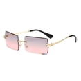 thumbnail image 1 of Fashion Rimless Rectangle UV400 Protection Sunglasses Metal Frame Gradient Lens Casual Outdoor Eyewear For Adult Unisex Pink, 1 of 5