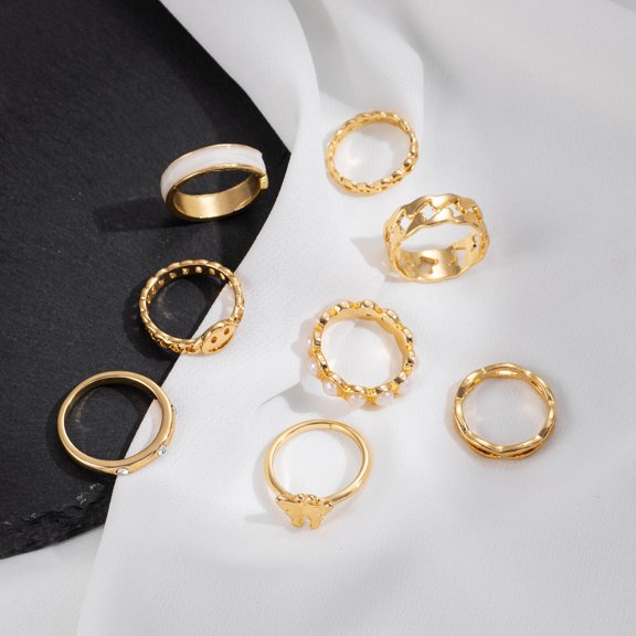 Fashion Ring Set: 5-Piece Midi Knuckle Rings Set with Sword, Flower, Butterfly, and Snake Designs for Women