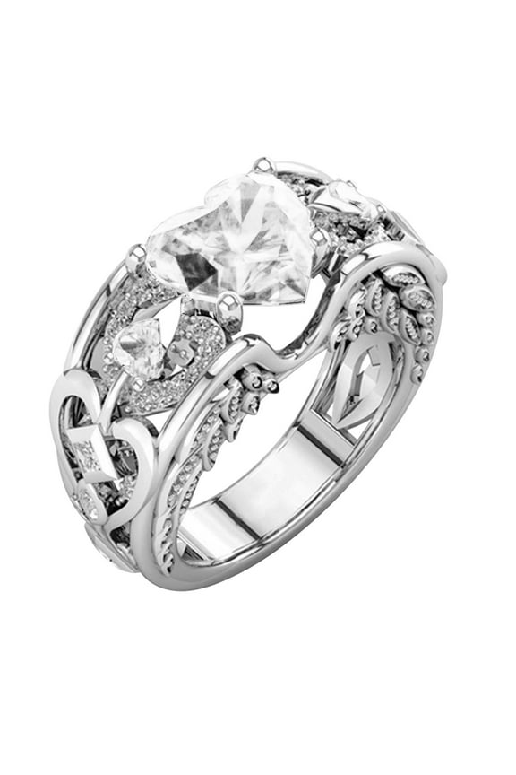 Fashion Rings Heart Shape Diamond Zircon Women Fashion Trend Full Diamond Zircon Ring Ladies Jewelry Diamond Rings For Women Size 5 11