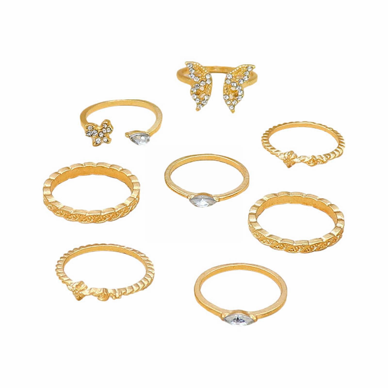 Fashion Rings New Bagua Snake Leaf Ring Flower Love Butterfly Chain