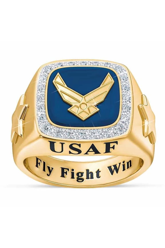 Fashion Rings Special Competition Anniversary Jewelry Inlay Small Crystal Zircon Pilot Badge Punk Exaggeration Ring