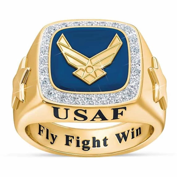 Fashion Rings Special Competition Anniversary Jewelry Inlay Small Crystal Zircon Pilot Badge Punk Exaggeration Ring