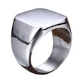 thumbnail image 1 of Fashion Rings Square Big Width Signet Rings Titanium Steel Man Silver Black Men Ring Jewelry, 1 of 6
