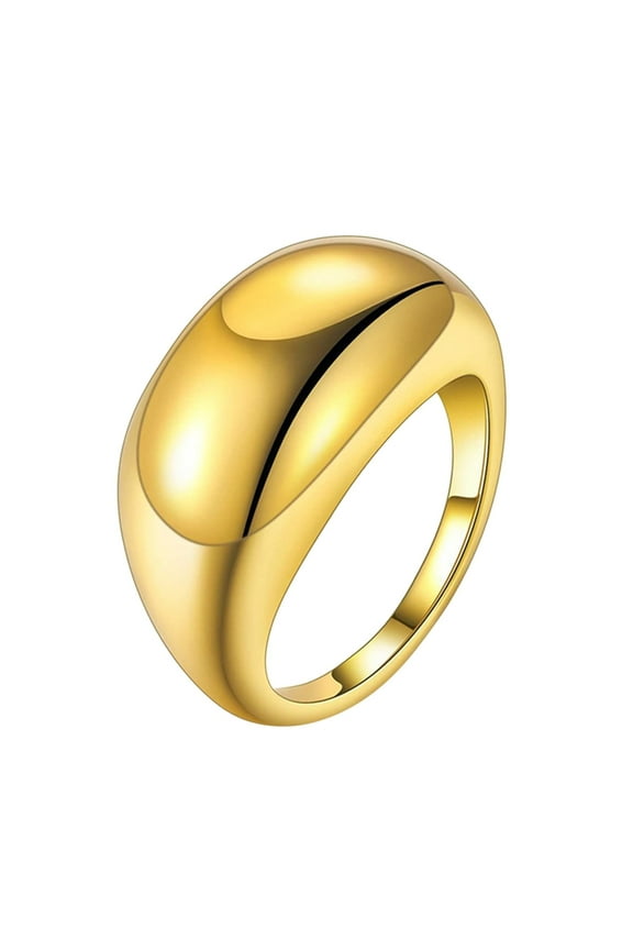 Fashion Rings for Women Chunky Dome Statement Rings Gold Plated Stackable Thick Band Knuckle Rings for Women Finger Minimalist Jewelry Size 5 12