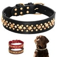 thumbnail image 1 of Fashion Rivet Studded Dog Collar Soft PU Leather Adjustable for Medium Large Breeds, 1 of 7