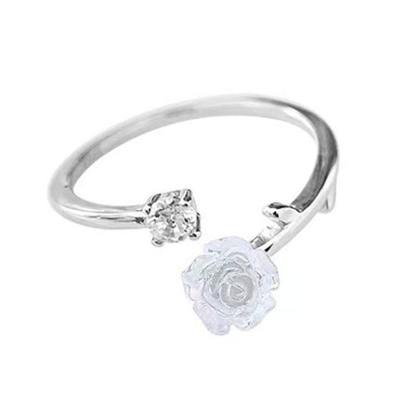 Fashion Rose Flower Rings For Women Korean Style Opening Finger Adjustable Gift For Her