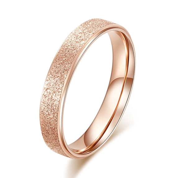 Womens Titanium Steel Ring with Pearl Sand Inlay Polished Finish Fashion Jewelry Rose Gold Ring Durable Everyday Wear Ring for Her Womens Ring