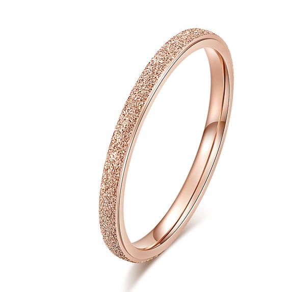 Womens Titanium Steel Ring with Pearl Sand Inlay Polished Finish Fashion Jewelry Rose Gold Ring Durable Everyday Wear Ring for Her Womens Ring