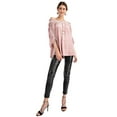 thumbnail image 1 of Fashion Rose Off Shoulder Striped Crushed Velvet Ruched Detailed 3/4 Sleeve Top, 1 of 4