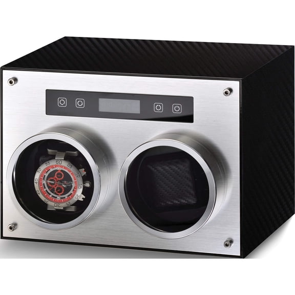 Fashion Rotations Carbon Fiber Finish And Aluminum Dual Watch Winder (8.9 X 6.3) Made In China gm13133