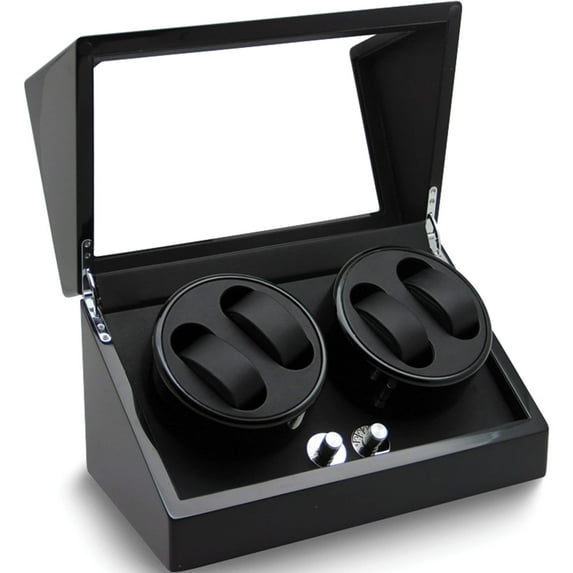 Fashion Rotations High Gloss Black Finish 4-Watch Winder (13 X 7) Made In China gm13136