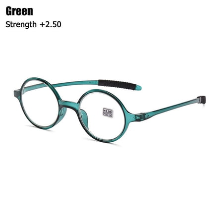 Fashion Round Frame Vision Care +1.0~+4.0 Presbyopic Eyeglasses Ultralight Far Sight Eyewear Reading Glasses GREEN STRENGTH +2.50