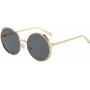 Fashion Round Sunglasses for Women Men Classic Oversized Gold Metal Frame Shades UV400 Circle Sunnies